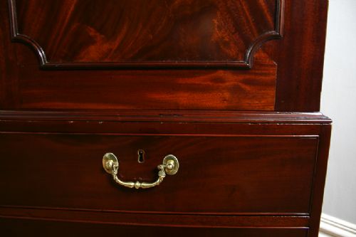 fig 6. George III Flame Mahogany Two Door Linen Press Cupboard (Circa 1780 - 1820)