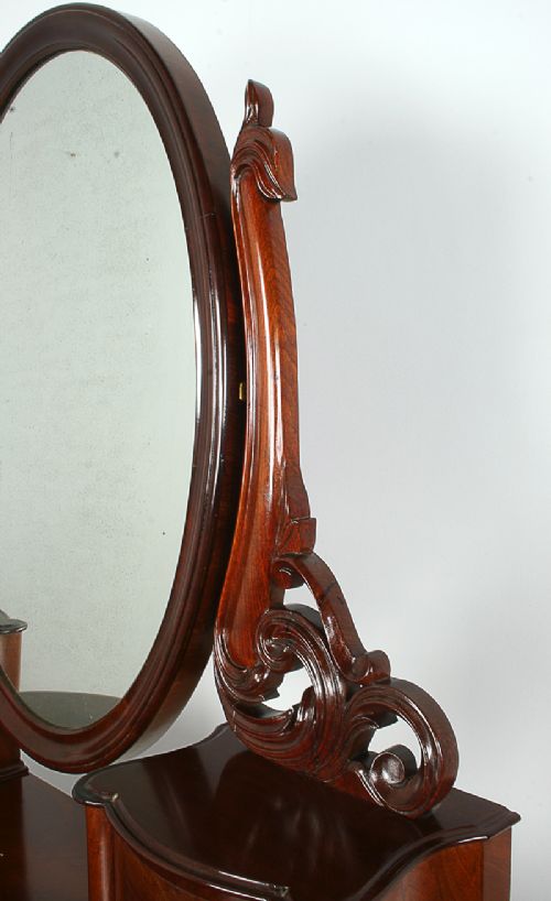 fig 3. Flame Mahogany Serpentine Victorian Duchess Dressing Table (Circa 1860)