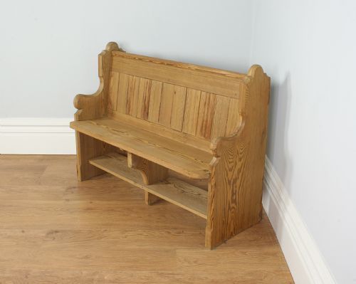 Victorian 4ft Pitch Pine Church Pew (Circa 1860 - 1880)