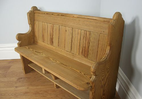 fig 3. Victorian 4ft Pitch Pine Church Pew (Circa 1860 - 1880)