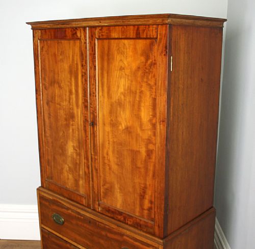 fig 2. Small George III Mahogany Two Door Linen Press Hanging Cupboard (Circa 1780 - 1820)
