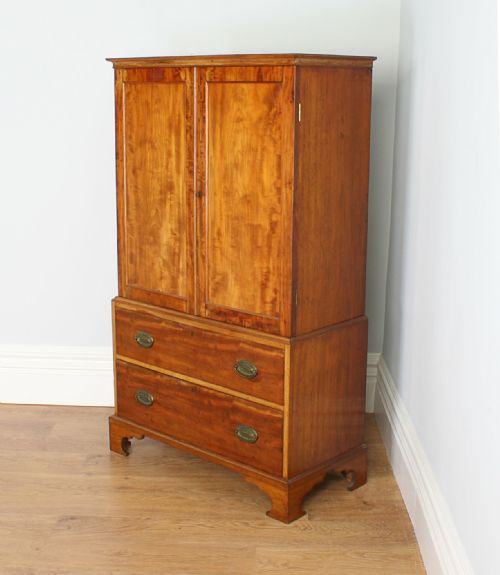 Small George III Mahogany Two Door Linen Press Hanging Cupboard (Circa 1780 - 1820)