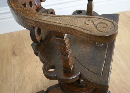 fig 7. Victorian Celtic Scottish Arts & Crafts Oak Revolving Office Armchair (Circa 1900)