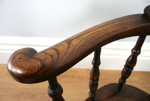 fig 9. Antique Pair of Victorian Ash & Elm Smokers’ Bow Captains Armchairs (Circa 1880)