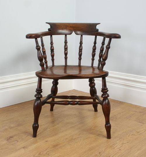 fig 1. Ash & Elm Victorian Smokers Bow Captains Armchair (Circa 1880)
