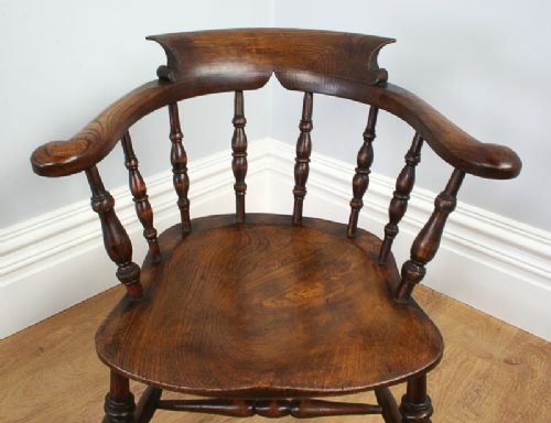 fig 3. Ash & Elm Victorian Smokers Bow Captains Armchair (Circa 1880)