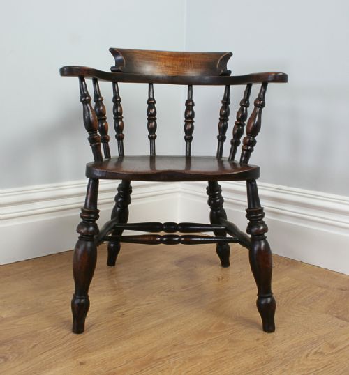 fig 1. Ash & Elm Victorian Smokers’ Bow Captains Armchair (Circa 1880)