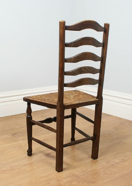 fig 9. Set of Six 6 Ash & Oak Ladder Back Country Farmhouse Dining Chairs (Circa 1880 - 1900)