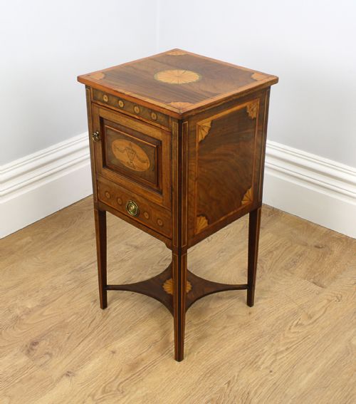 Regency Mahogany & Kingwood Marquetry Inlaid Bedside Cabinet (Circa 1800)
