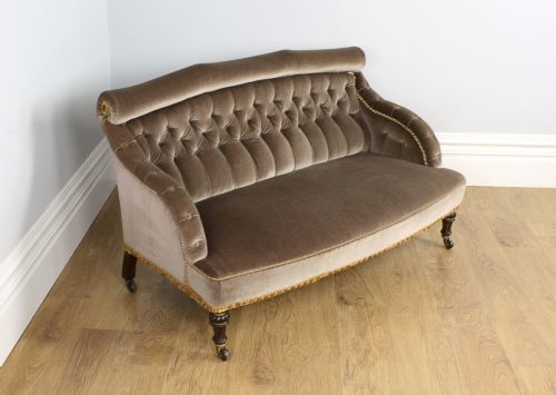 fig 2. Victorian Shoolbred & Co. Rosewood Two Seat Upholstered Couch (Circa 1860 - 1890)
