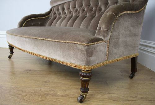 fig 6. Victorian Shoolbred & Co. Rosewood Two Seat Upholstered Couch (Circa 1860 - 1890)