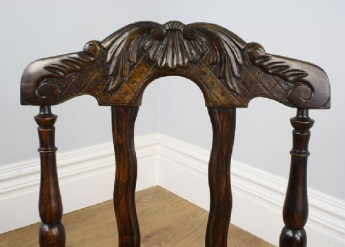 fig 7. Set of 8 Eight French Provincial Beech & Rush Spindle Back Kitchen Dining Chairs (Circa 1900)