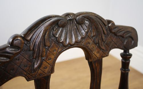 fig 8. Set of 8 Eight French Provincial Beech & Rush Spindle Back Kitchen Dining Chairs (Circa 1900)