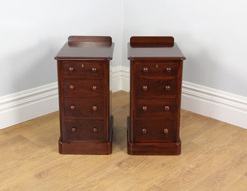 fig 1. Pair of Victorian Mahogany Bedside Chests Tables (Circa 1860 - 1880)