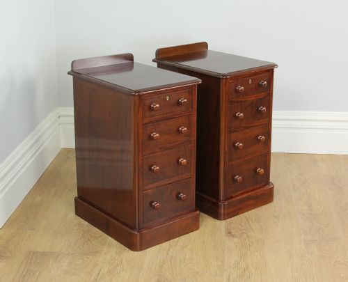 fig 3. Pair of Victorian Mahogany Bedside Chests Tables (Circa 1860 - 1880)