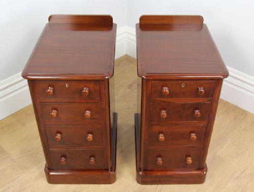 fig 4. Pair of Victorian Mahogany Bedside Chests Tables (Circa 1860 - 1880)