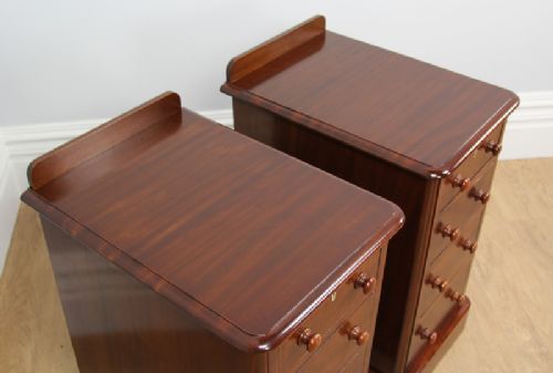 fig 6. Pair of Victorian Mahogany Bedside Chests Tables (Circa 1860 - 1880)