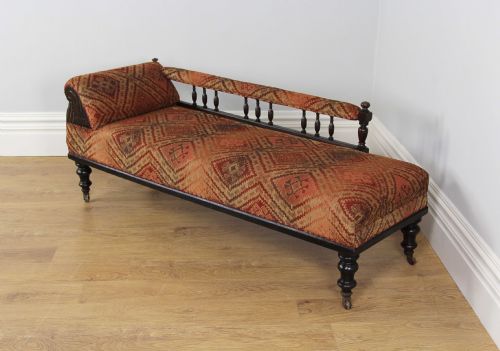 fig 1. Edwardian Metamorphic Rail-back Beech Chaise Longue Bed (Circa 1901 - 1910)