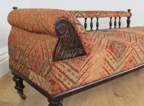 fig 2. Edwardian Metamorphic Rail-back Beech Chaise Longue Bed (Circa 1901 - 1910)