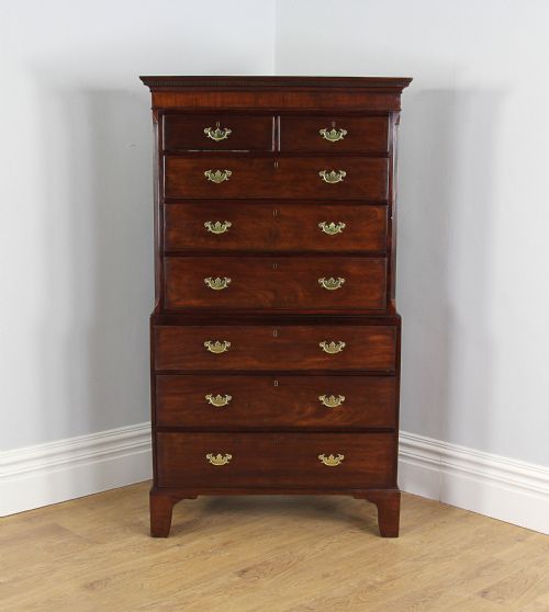 English George III Mahogany Chippendale Influenced Chest on Chest (Circa 1780 - 1820)