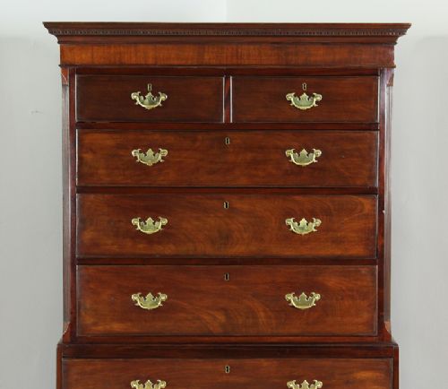 fig 1. English George III Mahogany Chippendale Influenced Chest on Chest (Circa 1780 - 1820)
