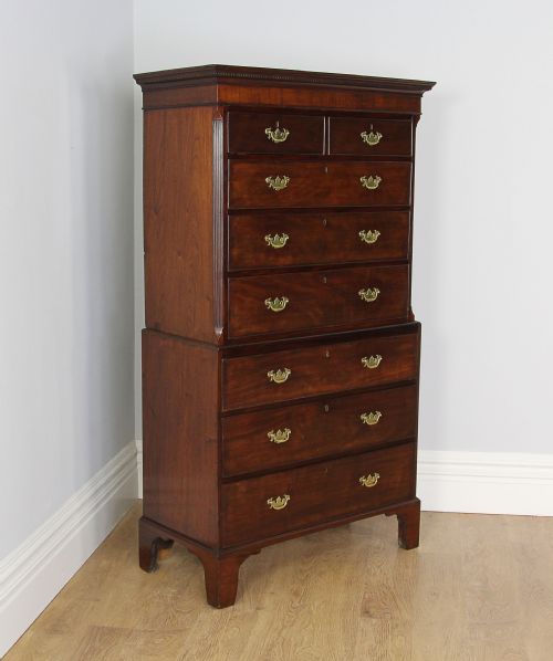 fig 3. English George III Mahogany Chippendale Influenced Chest on Chest (Circa 1780 - 1820)
