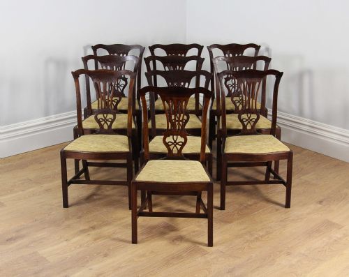 fig 1. 10 Edwardian Mahogany Chippendale Style Dining Chairs (Circa 1901 - 1910)