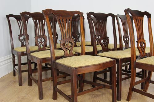 fig 3. 10 Edwardian Mahogany Chippendale Style Dining Chairs (Circa 1901 - 1910)