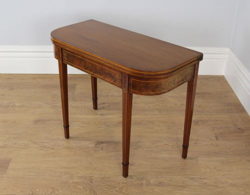 Regency Inlaid Figured Mahogany D End Tea Table (Circa 1800 - 1830)