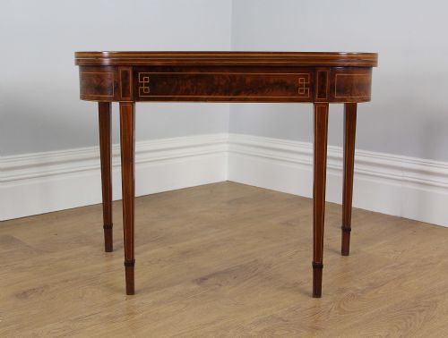 fig 2. Regency Inlaid Figured Mahogany D End Tea Table (Circa 1800 - 1830)
