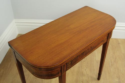 fig 3. Regency Inlaid Figured Mahogany D End Tea Table (Circa 1800 - 1830)