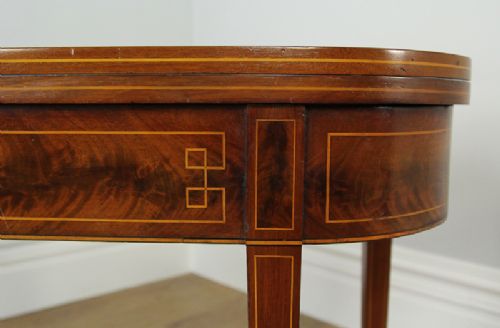 fig 4. Regency Inlaid Figured Mahogany D End Tea Table (Circa 1800 - 1830)