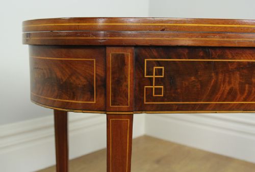 fig 5. Regency Inlaid Figured Mahogany D End Tea Table (Circa 1800 - 1830)