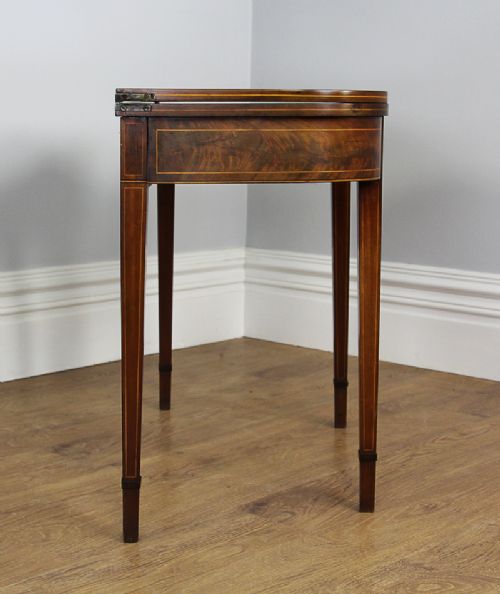 fig 6. Regency Inlaid Figured Mahogany D End Tea Table (Circa 1800 - 1830)