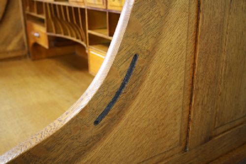 fig 7. 4ft 2” Victorian Oak Roll Top Pedestal Desk (Circa 1880)