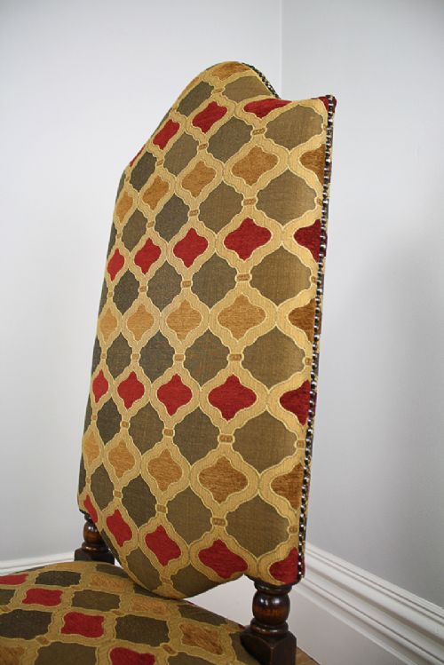 fig 7. 8 French Carolean Revival Walnut Upholstered Dining chairs (Circa 1860 - 1880)
