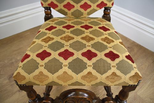 fig 8. 8 French Carolean Revival Walnut Upholstered Dining chairs (Circa 1860 - 1880)