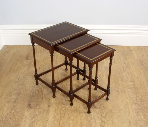 Edwardian Set of Three Mahogany Inlaid Nest of Tables (Circa 1901 - 1910)