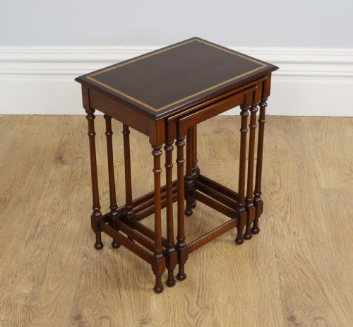 fig 1. Edwardian Set of Three Mahogany Inlaid Nest of Tables (Circa 1901 - 1910)