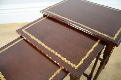 fig 3. Edwardian Set of Three Mahogany Inlaid Nest of Tables (Circa 1901 - 1910)