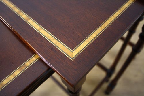 fig 4. Edwardian Set of Three Mahogany Inlaid Nest of Tables (Circa 1901 - 1910)