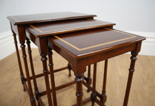 fig 5. Edwardian Set of Three Mahogany Inlaid Nest of Tables (Circa 1901 - 1910)