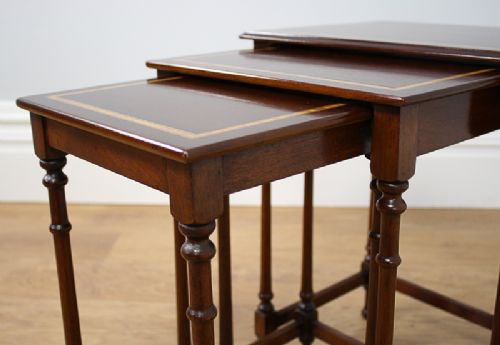 fig 6. Edwardian Set of Three Mahogany Inlaid Nest of Tables (Circa 1901 - 1910)