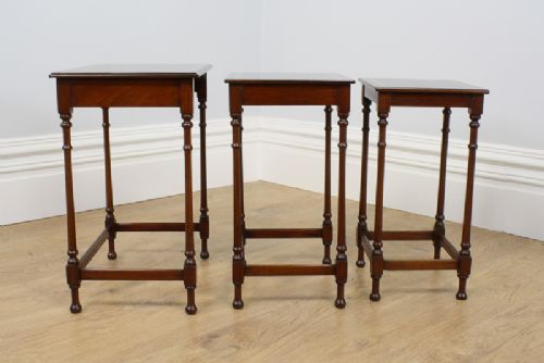 fig 7. Edwardian Set of Three Mahogany Inlaid Nest of Tables (Circa 1901 - 1910)