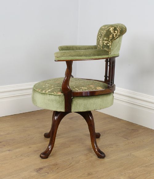 fig 2. Victorian Mahogany Upholstered Revolving Office Armchair (Circa 1860 - 1890)