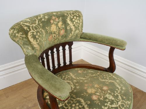 fig 7. Victorian Mahogany Upholstered Revolving Office Armchair (Circa 1860 - 1890)