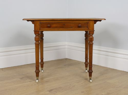 fig 1. Victorian 3ft Oak & Leather Library Writing Side Table (Circa 1870 - 1890)