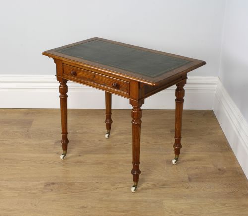 fig 2. Victorian 3ft Oak & Leather Library Writing Side Table (Circa 1870 - 1890)