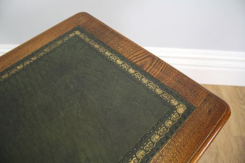 fig 4. Victorian 3ft Oak & Leather Library Writing Side Table (Circa 1870 - 1890)