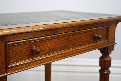 fig 7. Victorian 3ft Oak & Leather Library Writing Side Table (Circa 1870 - 1890)